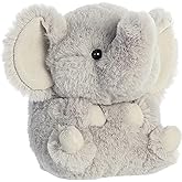 Aurora® Round Rolly Pet™ Trumpeter Elephant™ Stuffed Animal - Adorable Companions - On-The-Go Fun - Gray 5 Inches