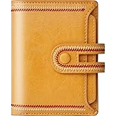 TFKGS Small Wallet for Women Vegan Leather RFID Blocking Bifold Compact Credit Card Holder with Zipper Coin Pocket Yellow