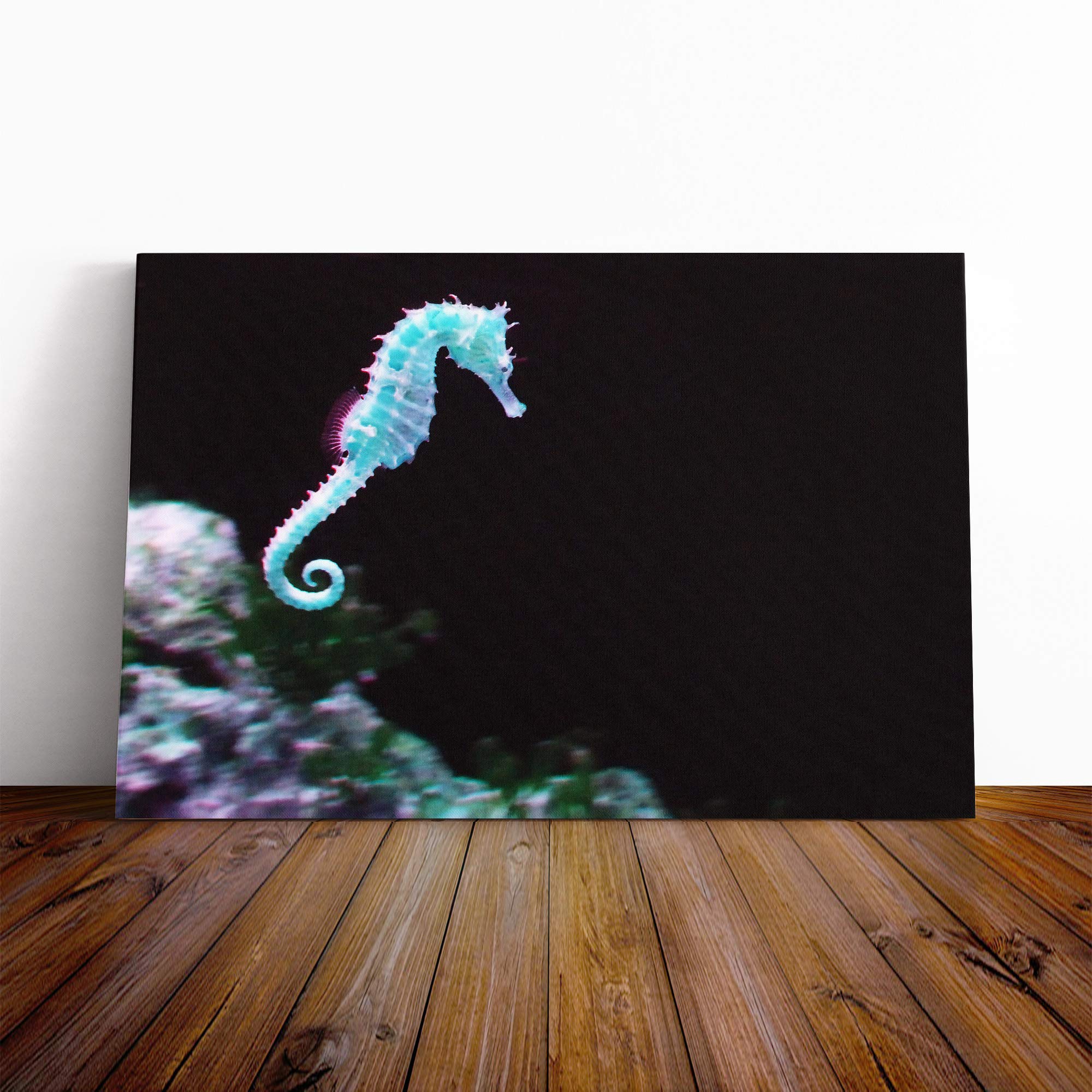 Seahorse Vol.2 Canvas Print | Gallery Wrapped 30mm Frame Wall Art | 20x14 inches | Ready to Hang | Modern Animals Picture | Living Room Bedroom Lounge Office