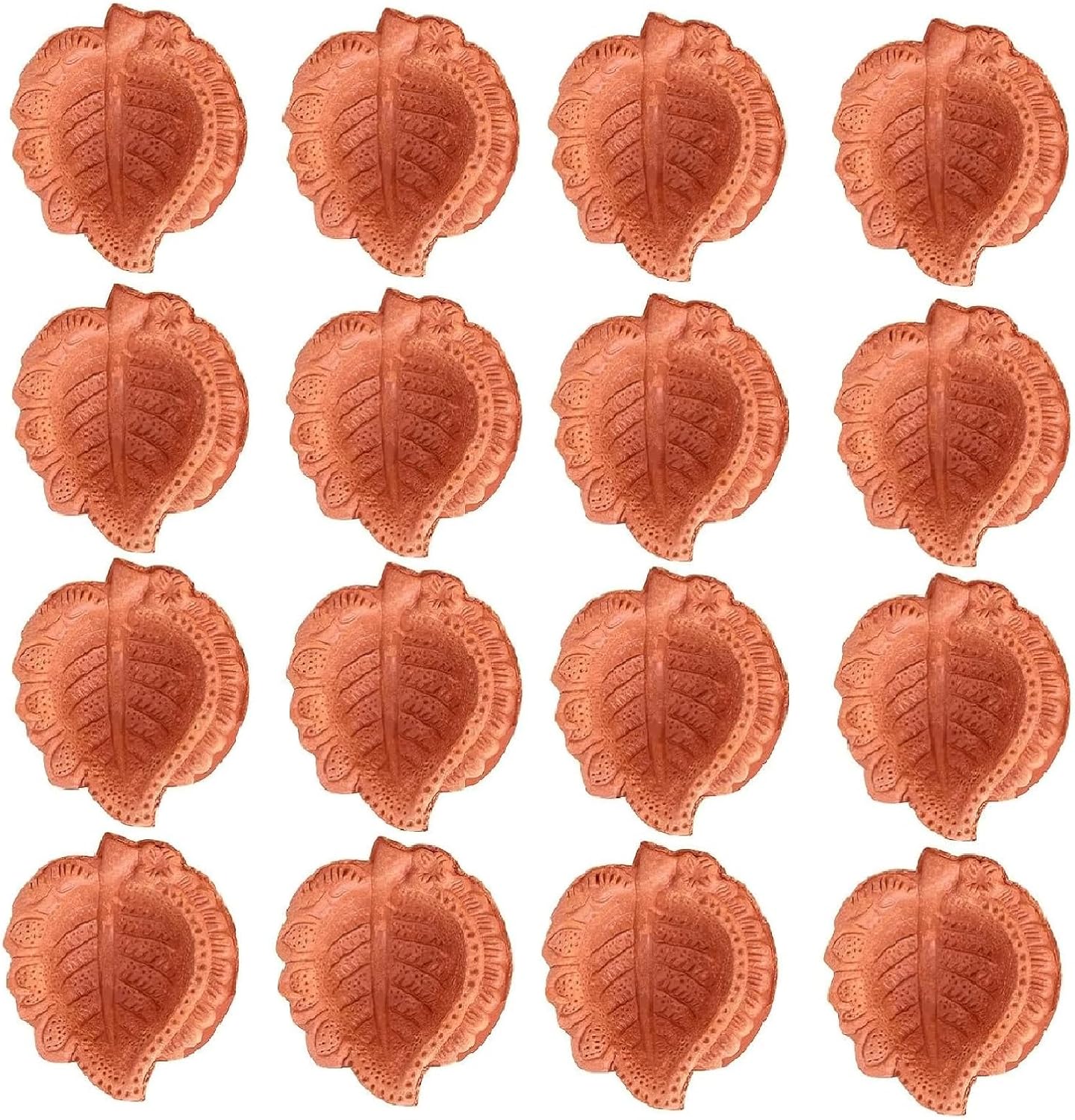 Oil Lamps & Accessories - SATVIK Set 12 Pc Clay Diya for Diwali Traditional Handmade Terracotta Earthen Vilakku Oil Lamp Diyas Natural Mitti Diya forFestive Decor and Diwali Celebrations