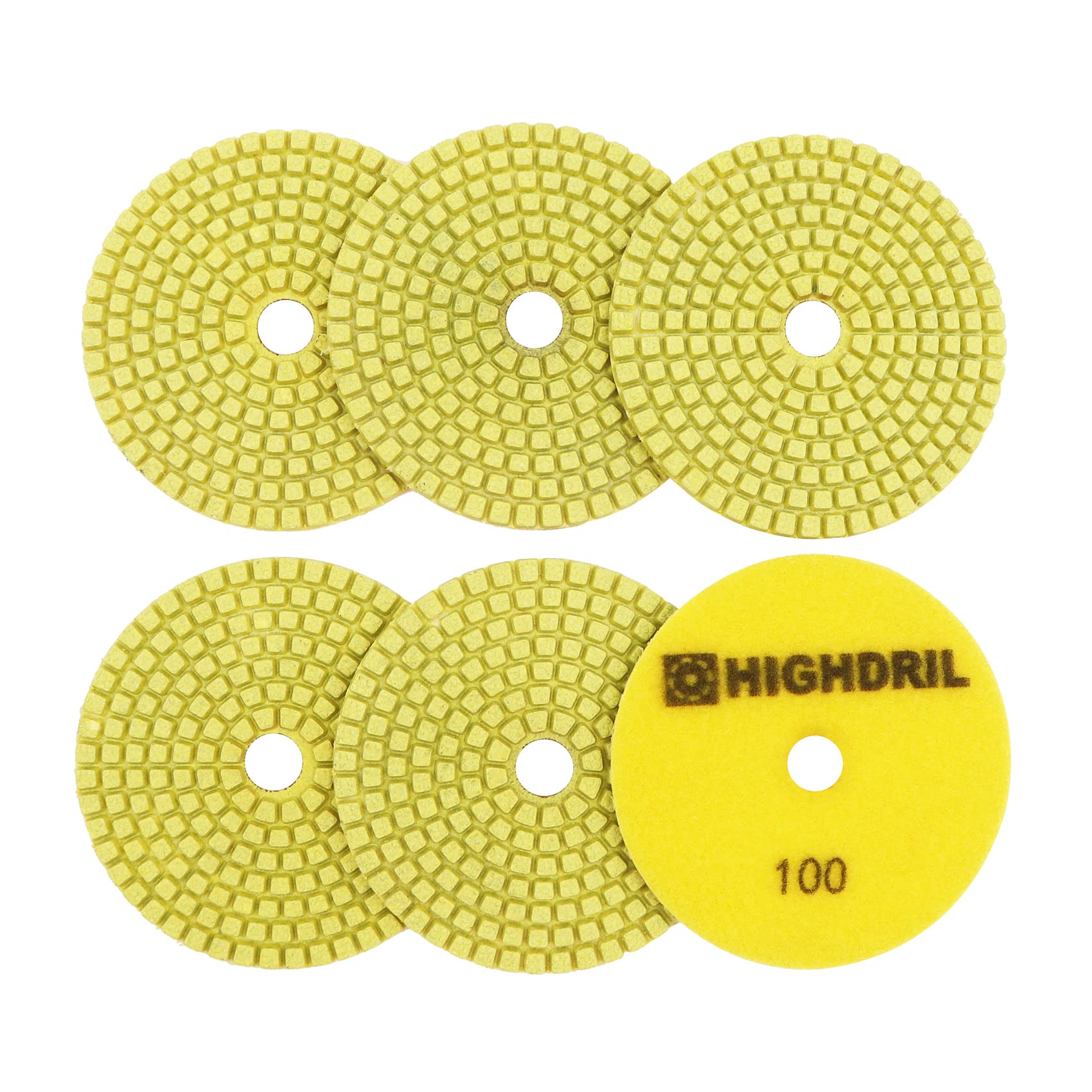 Wet Diamond Polishing Pads,HIGHDRIL 6pcs 100MM #800,for Granite Marble Sanding used on Grinder or Polisher