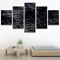 SIGNWIN 5 Panel Canvas Wall Art Modern Art Abstract Closeup Geometric Lights Mixed Media Modern Multicolor for Home Decorations Ready to Hang - 60