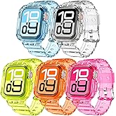 DABAOZA 5 Packs Compatible for Clear Apple Watch Band 46mm 45mm 44mm 42mm 41mm 40mm 38mm 49mm, Jelly Crystal Women Men TPU Strap for iWatch Series 11 10 9 8 7 6 SE 5 4 3 2 1 Ultra 3 2