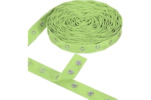 MECCANIXITY 3 Yards Metal Snap Tape for Sewing Snap Buttons for Clothes, Metal Button Tape Ribbon for Clothes, Cotton Snap Tr