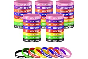 Aisosiks Pre-K Graduation Wristbands, 40Pcs Multi-colored Silicone Wristbands, 'PRE-K GRAD' & 'Class of 2025', 2.56' Diameter, Unisex, Graduation Occasion