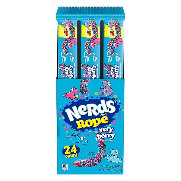 NERDS ROPE CANDY, VERY BERRY, 0.92 OUNCE ROPES...