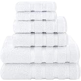 American Soft Linen Luxury 6 Piece Towel Set, 2 Bath Towels 2 Hand Towels 2 Washcloths, 100% Cotton Turkish Towels for Bathro