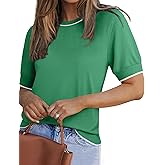 Zeagoo Women Short Sleeve Sweater Summer Crew Neck Dressy Casual Soft Knit Pullover Tops Trendy