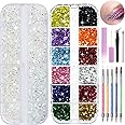 5100Pcs Face Gems Rhinestones with Makeup Glue & Nail Art Tools Dotting Tools, Colorful Rhinestones+Transparent Resin Rhinestones for Makeup, Face Gems Eyes Jewels Face Jewels for Body Eye Makeup