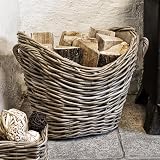 Ivyline Oval Wicker Log Basket Lined Hand Finished Kindling Storage H39xW55cm view 3