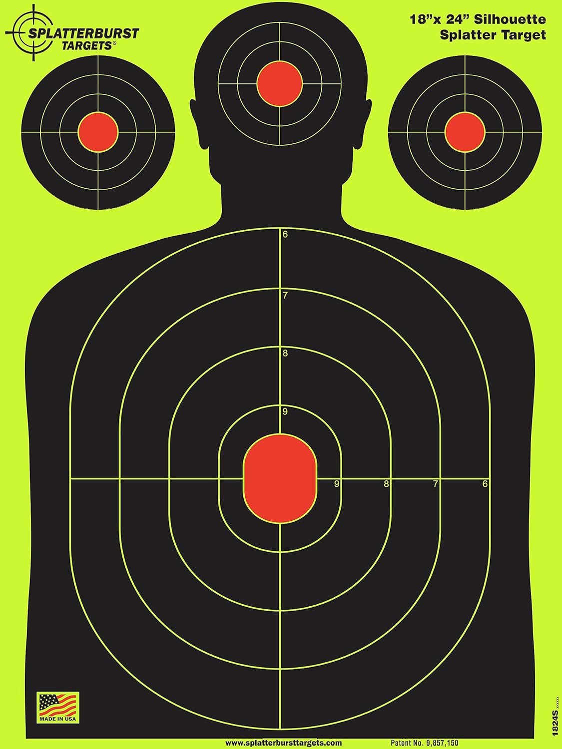Splatterburst Targets - 18 x 24 inch - Silhouette Reactive Shooting Target - Shots Burst Bright Fluorescent Yellow Upon Impact - Gun - Rifle - Pistol - Airsoft - BB Gun - Air Rifle : Sports & Outdoors