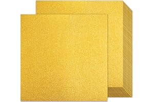 Double-Sided Gold Glitter Cardstock Paper - Goefun 24 Sheets 12x12 Cardstock, 280 GSM/100 LB Gold Glitter Paper for Crafts, C