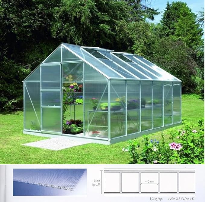 Polycarbonat Hohlkammerplatten 6 mm - Breite 605 mm für Gewächshäuser