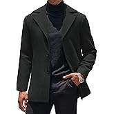 COOFANDY Mens Trench Coat Notched Collar Single Breasted Peacoat Winter Overcoat With Pockets