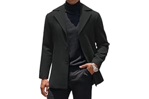 COOFANDY Mens Trench Coat Notched Collar Single Breasted Peacoat Winter Overcoat With Pockets