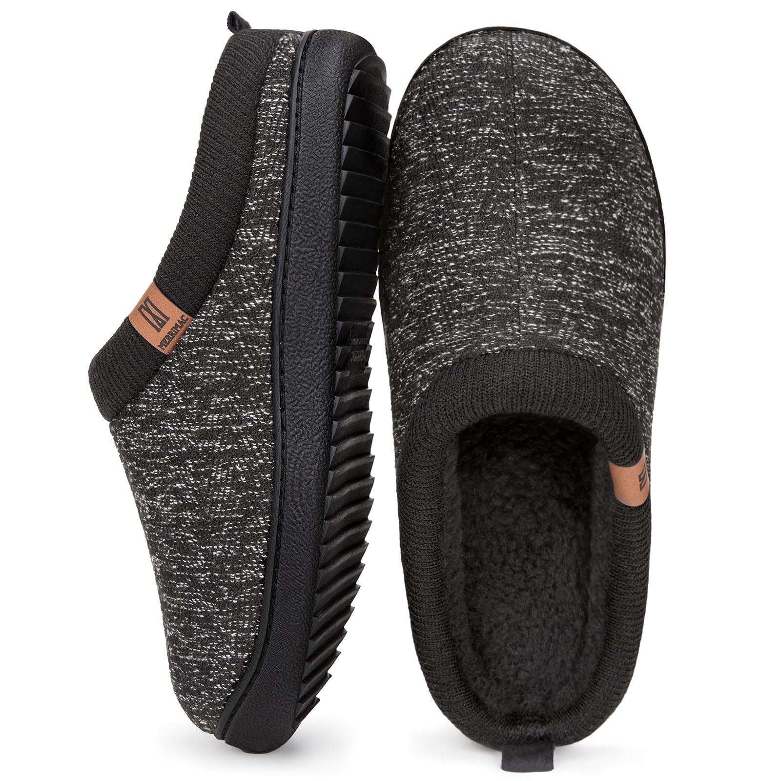 MERRIMAC Men's Slip on Slippers Comfy Memory Foam Non Slip Indoor House Shoes