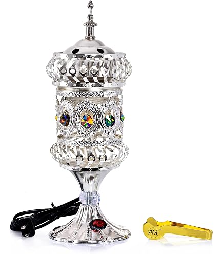 Beavorty Electric Arabic Incense Burner (Bakhoor Burner) - Adjustable Temperature, Silver, US Plug