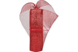 HUIHUANG Red Deco Mesh Ribbon 10 inch Rolls, Pull Poly Mesh for Christmas Wreaths, X-mas Tree, Swags, Garland, Big Bows, Winter Home Decor, Red Decorative Mesh 10 Yards