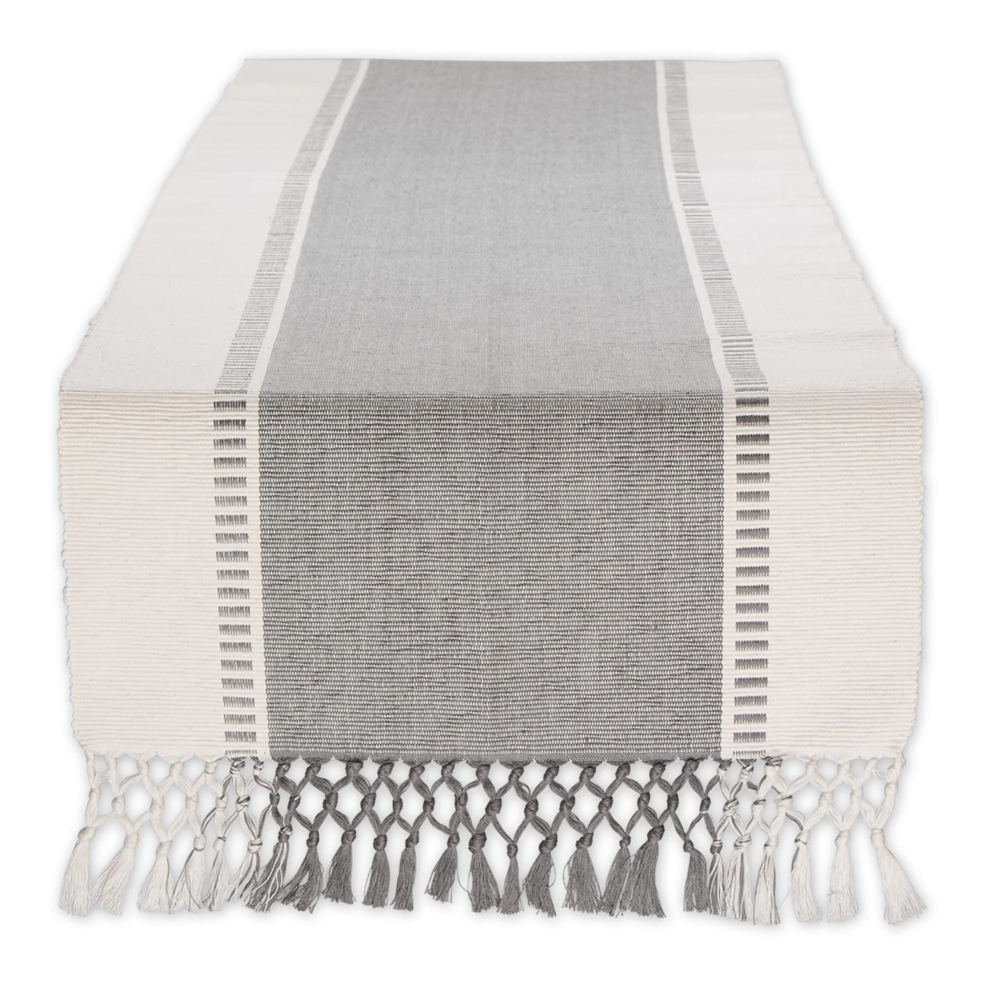 DII Woven Table Runner, Cotton, Cool Gray, 13x108