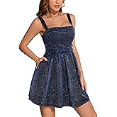BeryLove Women Sequin Homecoming Dress Cocktail Sleeveless Sparkly Tie Party Mini Formal Dresses