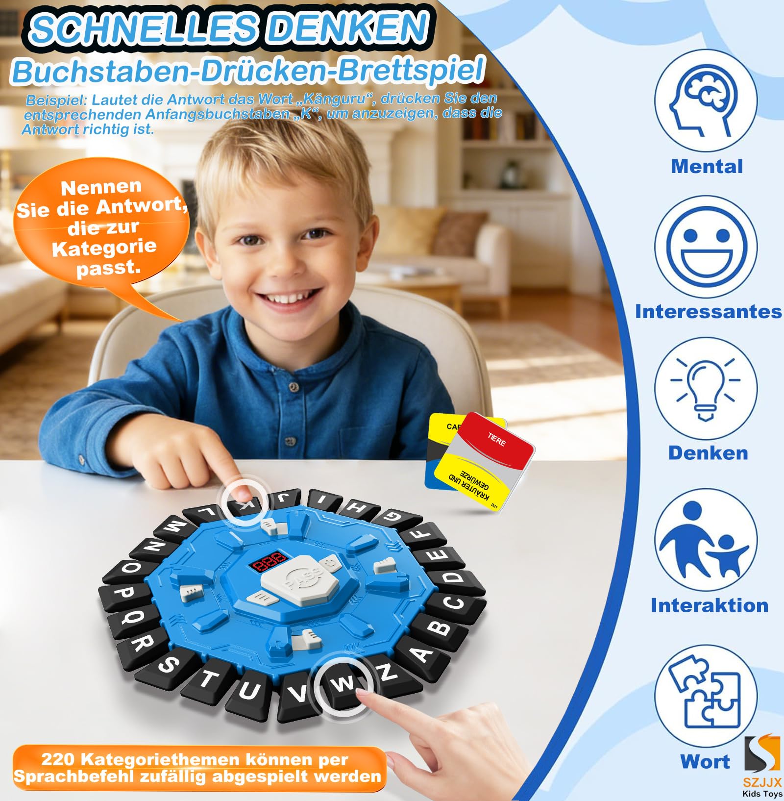 Wortspiel Buchstaben Drücken,Brettspiel Familienspiel mit 2 Modi,35 Karten 2