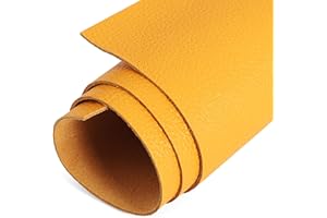 Shkira 24''X12'' Genuine Yellow Dotted Leather Sheets for Hobby Workshops - Tooling Square - 2.0MM Thick Genuine Top Full Grain Oil Tan - Thick Leather Pieces