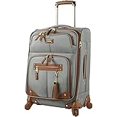Steve Madden Designer-Gepckkollektion Leichter Softside-Koffer fr Damen und Herren strapazierfhige 50,8 cm groe Tragetasche mit 4 rollenden Spinner-Rdern, Harlo Gray, 21.5 inches, Carry on Bag With