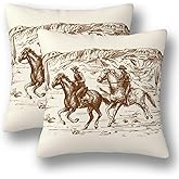 BEITUOLA Western Desert Throw Pillow Covers 18x18 Set of 2 Cowboy Decorative Pillow Covers Vintage Outdoors Pillowcase Cushion Case Farmhouse Home Decor for Sofa Couch Bed Bedroom