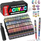240 Colors Acrylic Paint Markers with Carrying Bag and Shoulder Strap, Soft Brush Tip Paint Pens, Acrylic Pens for Wood, Canvas, Glass, Fabric, Egg, Rock Painting and DIY Crafts Art Supplies (240)