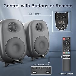 BESTISAN Bookshelf Speakers, 60 Watt Powered Studio