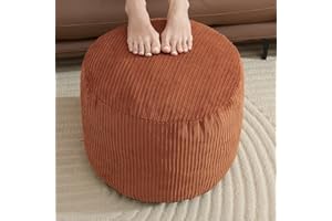 WSOFRLAC Pouf Ottoman Foot Stools Ottoman with Foam Small Corduroy Ottomans for Living Room Ottomans Pouf 20x15 Floor Poufs Foot Rest for Office Chair Orange Foot Stool Small