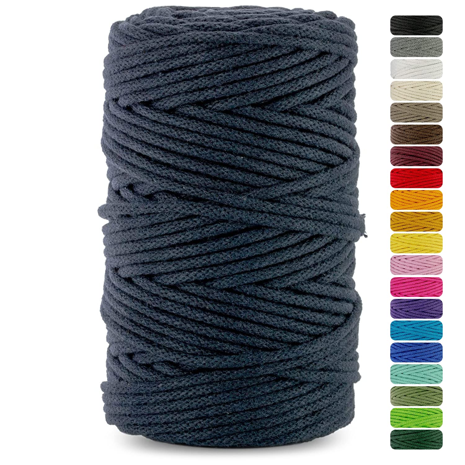 Netuno 1x Macrame Cord Braided Macramé Yarn Ink Blue 5 mm x 100 m 0,2 inch x 3 937 inch Natural Twine String Cotton Cord Ideal Project Hanging Baskets DIY Handbags Decoration