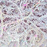 Uptotop 1 LB Supply Crinkle Cut Paper Shred Filler for Gift Wrapping Basket Filling, Birthday, Christmas, Thanksgiving, Wedding, Mother's Day, Diamond White