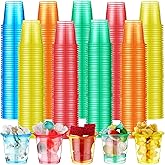 Nuanchu 1500 Pcs Neon Plastic Shot Glasses 1 oz Disposable Cups Bulk Party Shot Cups for Wine, Condiments, Sauce, Shots and More, for New Year Valentines Wedding Birthday Supplies
