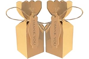 Lontenrea 50 Pcs Candy Boxes Wedding Birthday Party Favor Gift Box with 50pcs Twine and Little Card