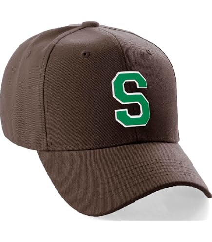 Classic Baseball Hat Custom A to Z Initial Team Letter, Green Cap