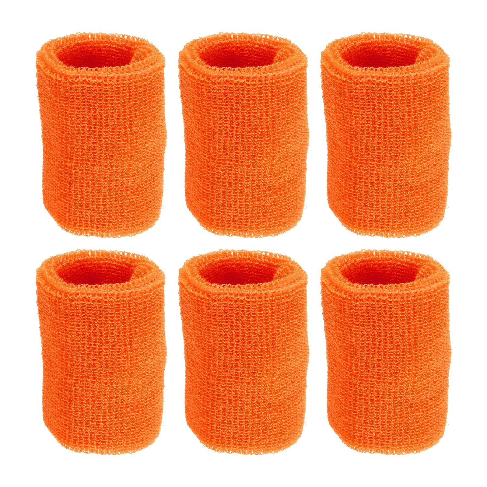 PATIKIL Sports Wristbands 8x10cm, 6 Pack Athletic Cotton Terry Cloth Absorbent Wrist Sweatband for Tennis Basketball Working Out Running, Orange