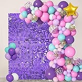 Purple Shimmer Wall Backdrop 24 Panels Cover 6 x 4 Ft, Photo Backdrops for Wedding,Anniversary,Birthday,Party Decoration