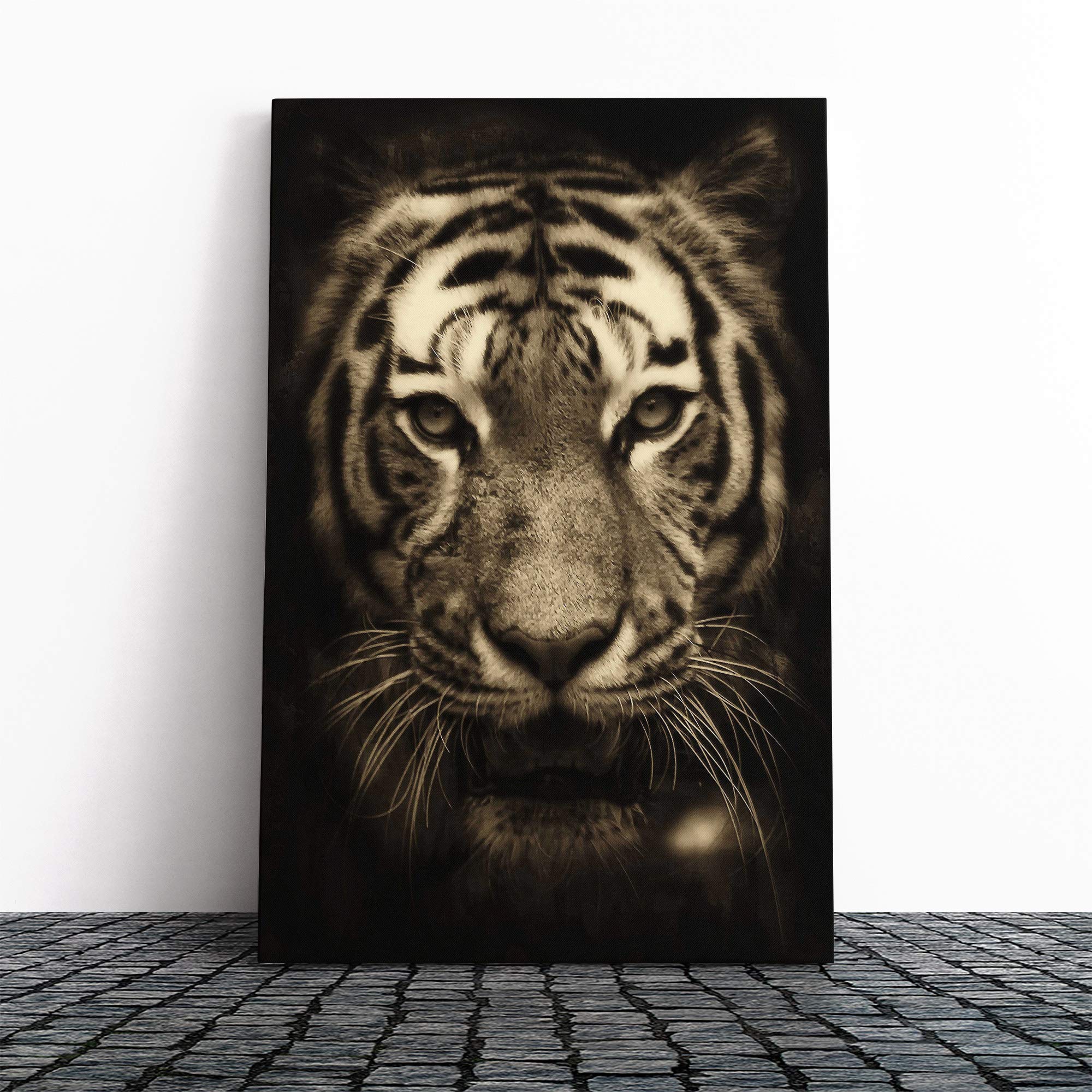 Tiger (3) Canvas Print | Gallery Wrapped 30mm Frame Wall Art | 20x14 inches | Ready to Hang | Modern Animals Picture | Living Room Bedroom Lounge Office
