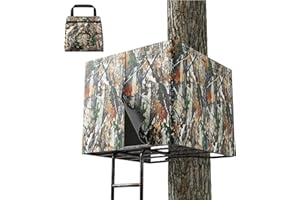 Lenotos Hunting Tree Stand Blinds Kit, Treestands Camo Blind Cover Universal, Camouflage Ground Blind Ladder Stand Blind Accessories with Zipper Storage Pocket for Deer Turkey Hunting