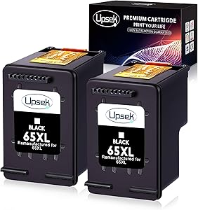 Upsek Remanufactured Ink Cartridge Replacement for HP 65 65XL, 2 Black, Use for HP Envy 5055, 5058, 5052, DeskJet 3755 2622 2655 2624 2652 3720 3721 3722 3723 3730 3732 3752 Printer