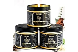 TRUMIRI Candle Gift Set Of 3 Sage Pine|Cinnamon Vanilla|Eucalyptus Lime Highly Scented Soy Candels Clean Non Toxic Velas Aromáticas Favors For Women Coworkers Friends Guests Also For Diwali Christmas Holidays