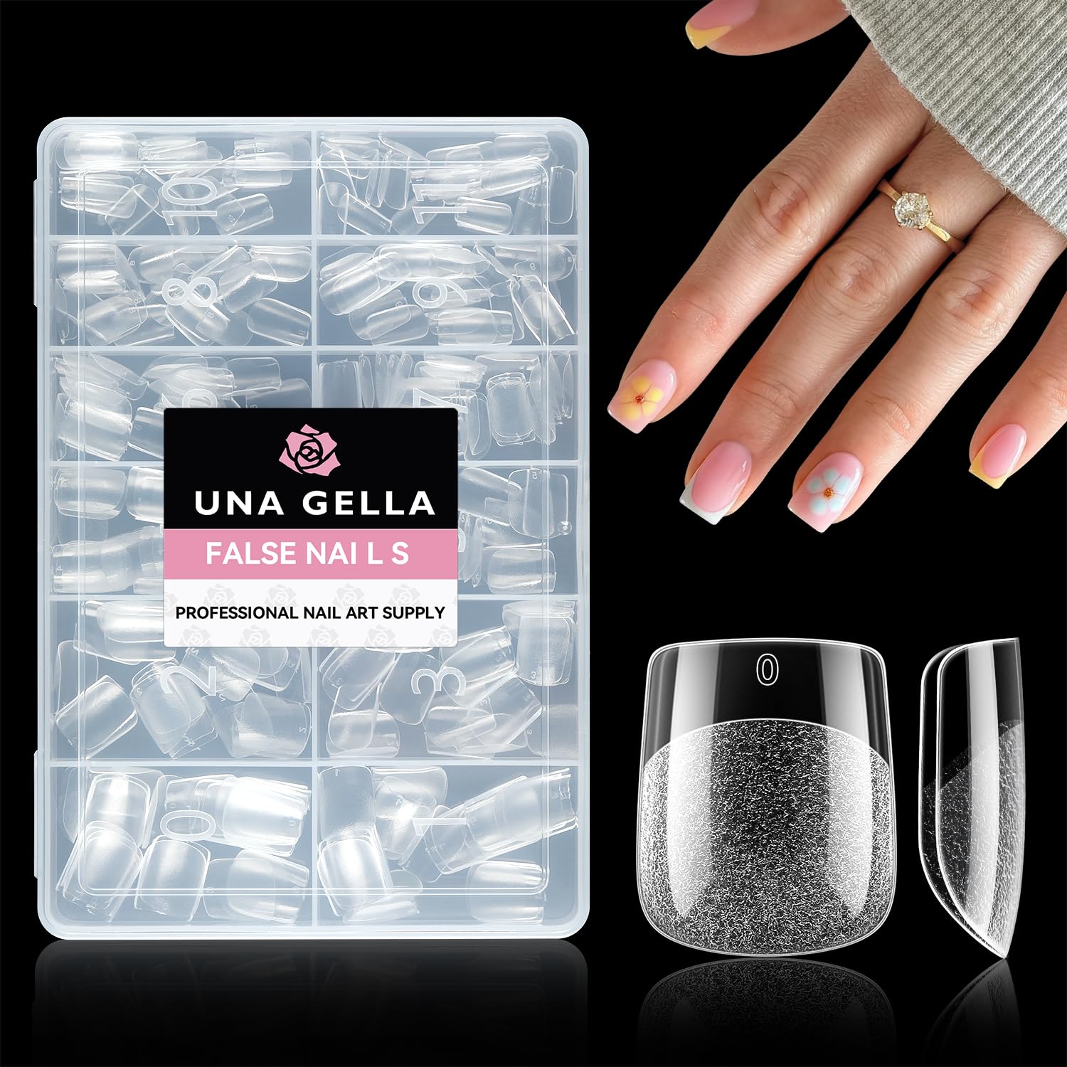 Photo 1 of UNA GELLA Extra Short Square Nail Tips XS 216pcs Pre-shape Extra Short Square Press on Nails Gel Tips Full Cover Acrylic Nails False Nails For DIY Salon 12 Sizes