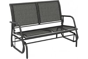 Outsunny Outdoor Glider Bench, 2 Person Patio Glider Chair, Gliding Outdoor Garden Loveseat Swing Bench with Breathable Mesh 