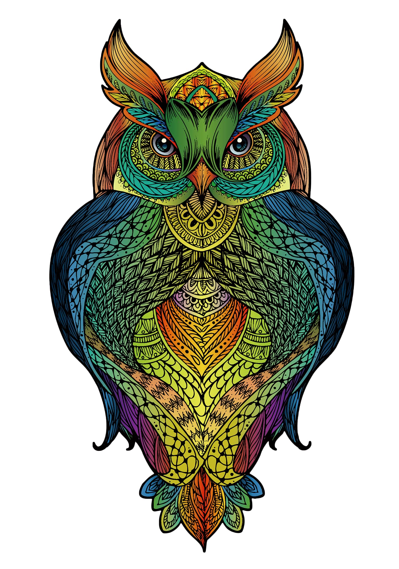 Logica Puzzles Art. The Owl - Mandala Puzzles - Wooden Puzzle - Innovative Shapes Puzzle - 8.9 x 15.7 inches - 137 pc