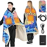 WOOMER Heated Blanket Battery Operated 50x70 Inches, 15000mAh Cordless Electric Blanket with 3 Heat Settings, Waterproof Portable Rechargeable Heating Blanket for Outdoor Camping Travel, Cheetah