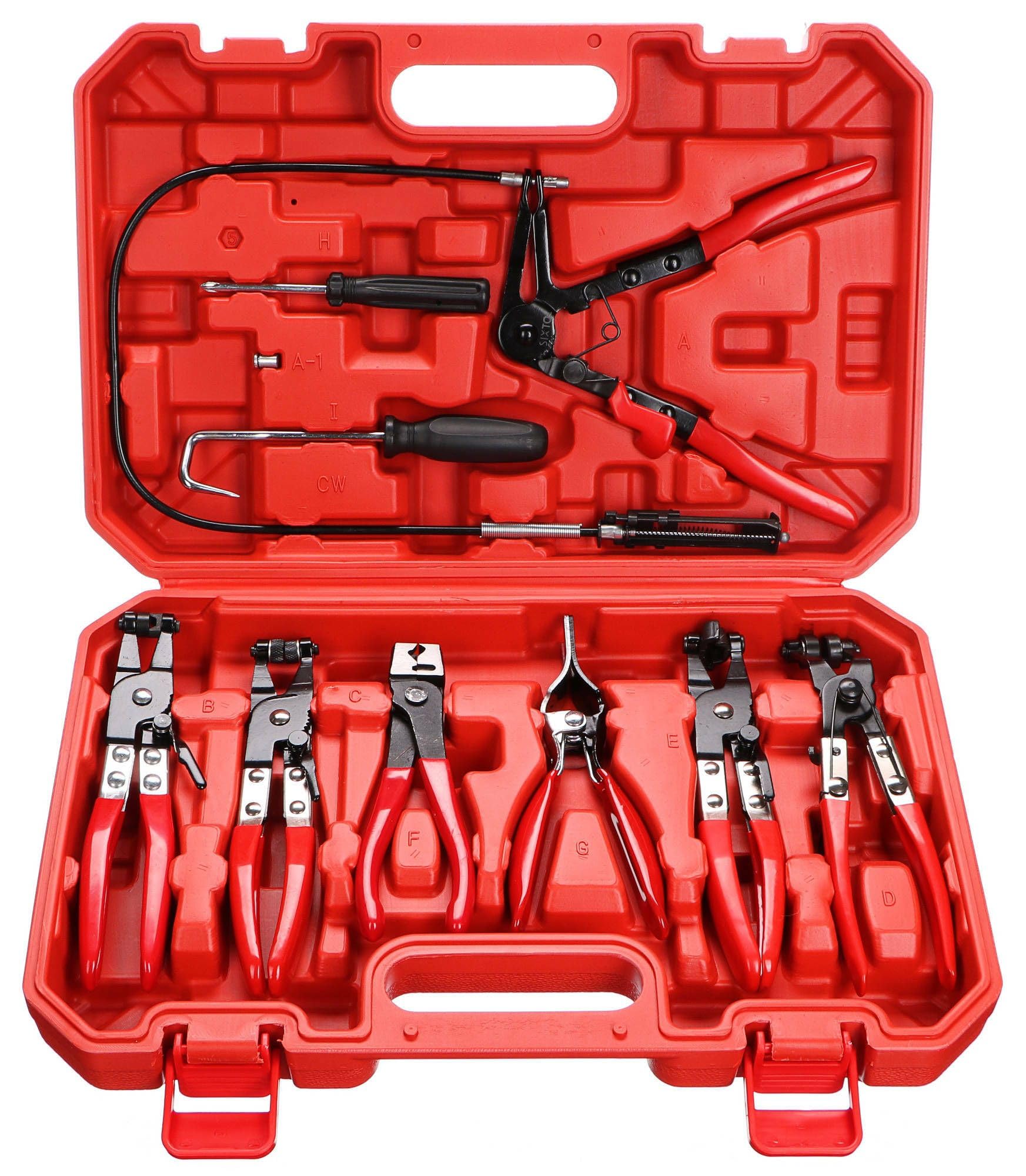 SIXTOL Mechanic Hose CLAMP Set 9 Hose Clamp Pliers | 9 Pieces | Car Repair | Workshop Tools | in a Plastic Case