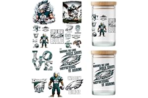 PUREGLOW CO 4 Sheet Cup Wraps American Football UV Dtf Cup Wraps for 16 Oz Glass Cups Tumblers, Waterproof Rub on Transfers Stickers for Wood Furniture Car DIY Crafts Decor Wrap Decals (03)