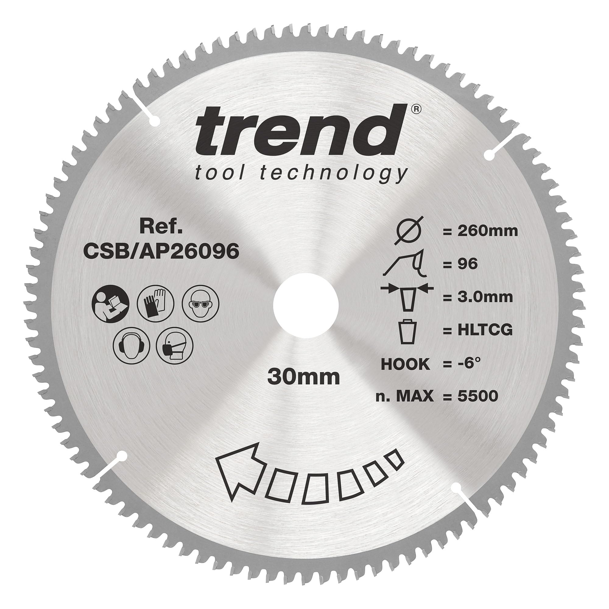 Trend Aluminium & Plastic Circular Saw Blade, 216mm Diameter, 30mm Bore, 64 Teeth, 2.8mm Kerf, -6° Hook, TCT, Extra-Fine Finish, CSB/AP21664