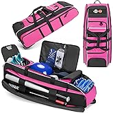 DSLEAF Rolling Baseball Bag with Wheels, Softball Catchers Bag for 4 Bats, Wheeled Baseball Equipment Bag with Separate Shoe Space and Multiple Pockets for All Softball Baseball Gear